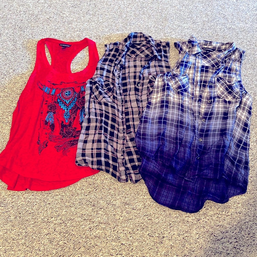 3 rock & republic tank top sleeveless button up size small sm